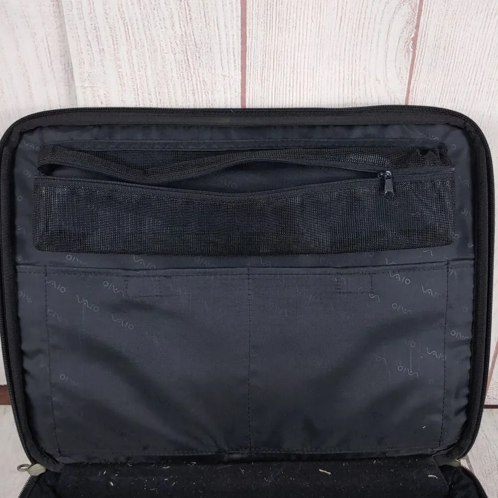 Vintage Sony VAIO Laptop Messenger Bag Briefcase Multi-Pocket Black Strap USED